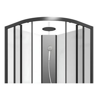 SHOWER DESIGN Cabine de douche quart de cercle - Hauteur ajustable - L80 x l80 x H213/232 cm - Noir et blanc - ROVATA  