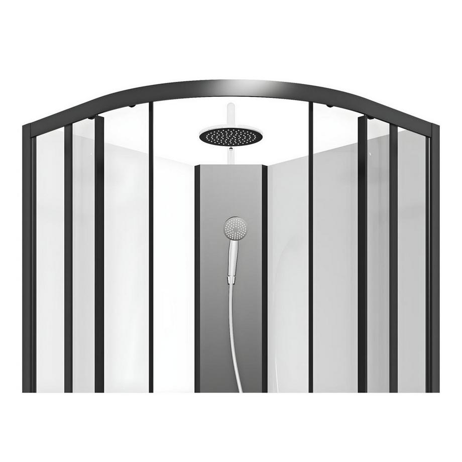 SHOWER DESIGN Cabine de douche quart de cercle - Hauteur ajustable - L80 x l80 x H213/232 cm - Noir et blanc - ROVATA  