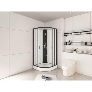 SHOWER DESIGN Cabine de douche quart de cercle - Hauteur ajustable - L80 x l80 x H213/232 cm - Noir et blanc - ROVATA  