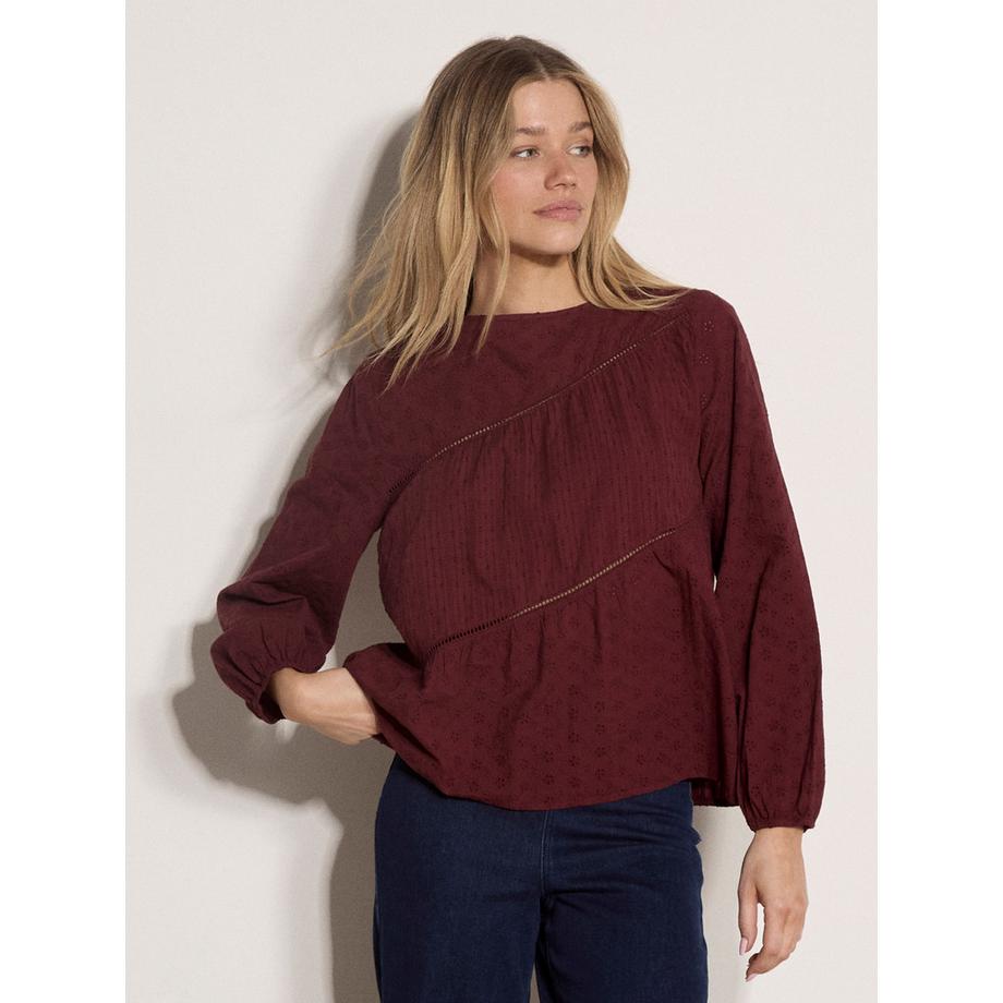 Blouse en coton à broderie florale