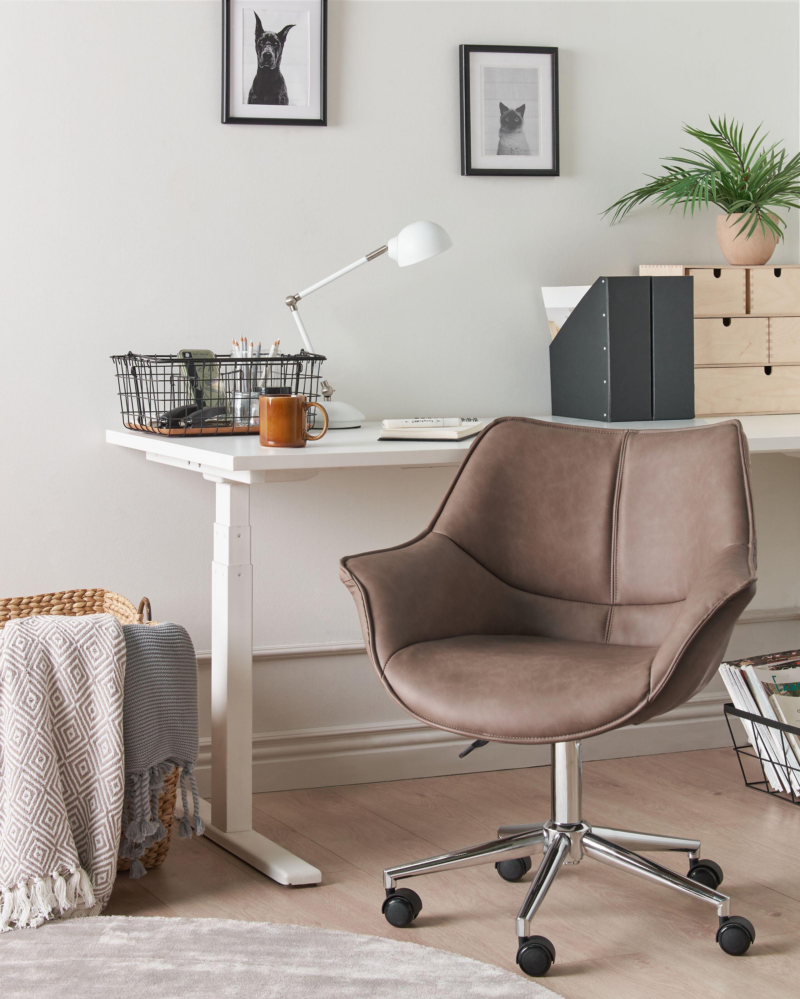 Beliani Chaise de bureau en Cuir PU Rétro NEWDALE  