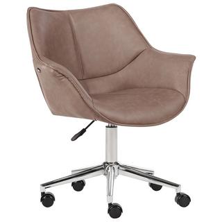 Beliani Chaise de bureau en Cuir PU Rétro NEWDALE  