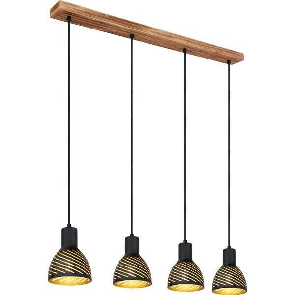 mutoni Lampe à suspension Lenna métal effet bois 4xE27  