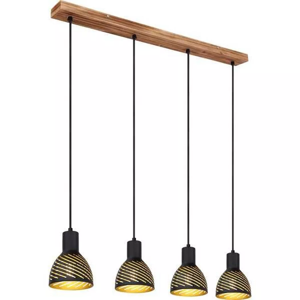 mutoni – Hängeleuchte Lenna Metall holzoptik 4xE27, One Size, Multicolor