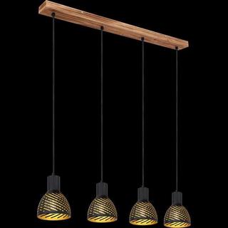 mutoni Lampe à suspension Lenna métal effet bois 4xE27  