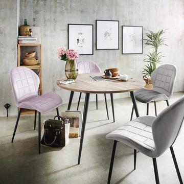 Esstisch Happy round Teak Weiss Metall Schwarz 110x75