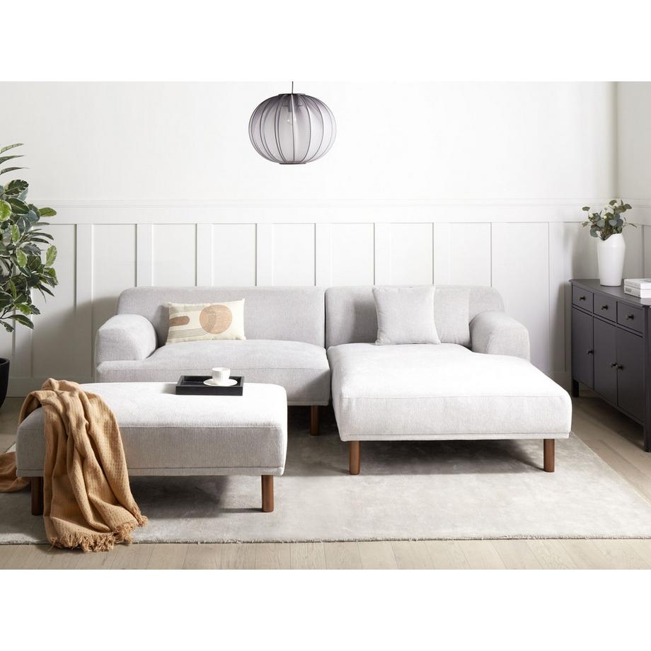 Beliani Canapé d'angle gauche avec ottoman en Tissu  HOLT  