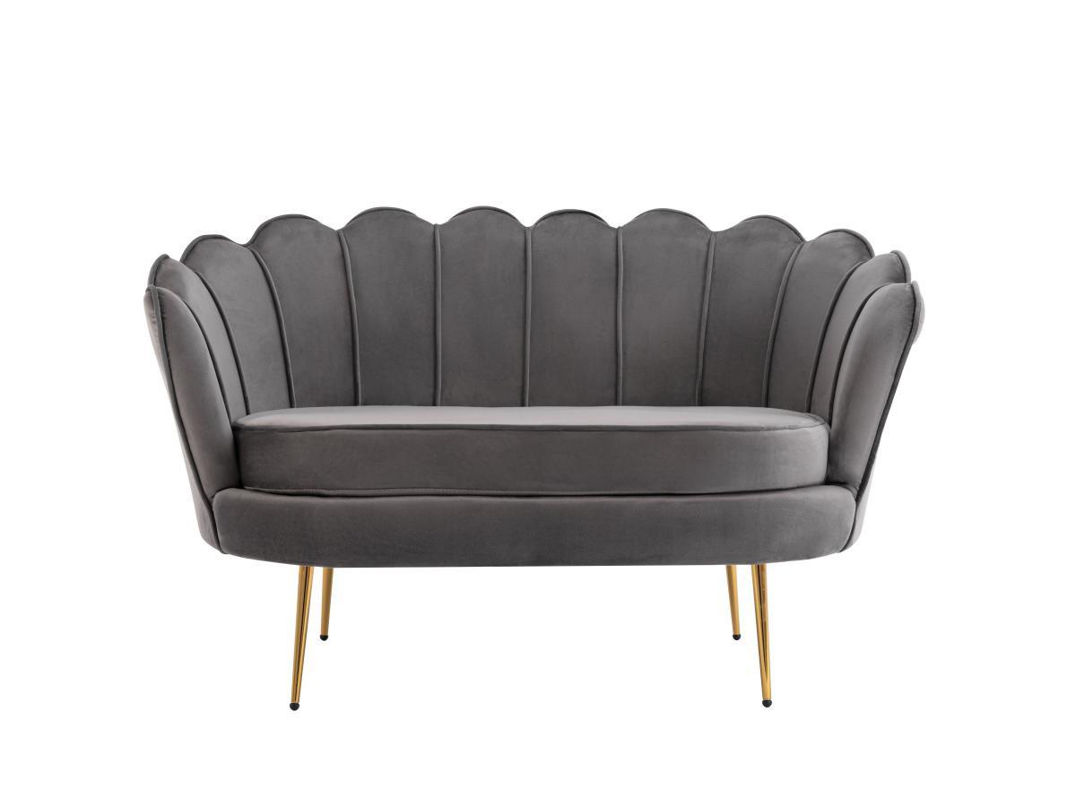 PASCAL MORABITO Muschelsofa 2-Sitzer - Samt - Anthrazit - DANDELION von Pascal Morabito  