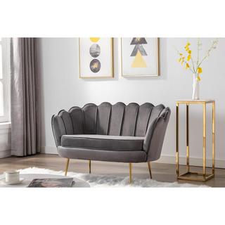 PASCAL MORABITO Muschelsofa 2-Sitzer - Samt - Anthrazit - DANDELION von Pascal Morabito  