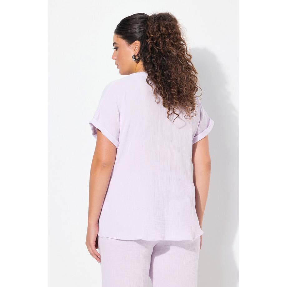 Ulla Popken Blusa Tunica Oversize in Mussola Mezza Manica  