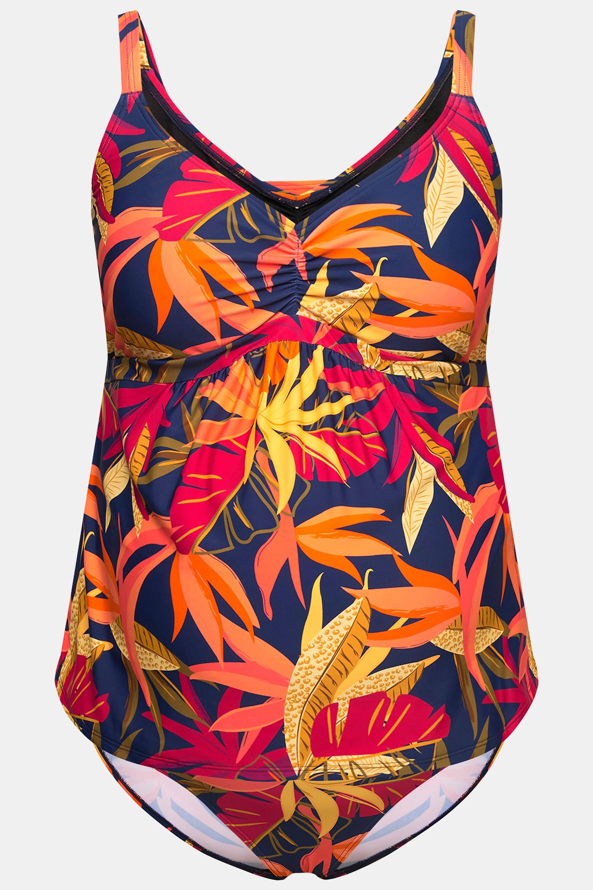 Ulla Popken  Tankini Bellieva senza coppe con design ispirato al bosco e materiale riciclato 