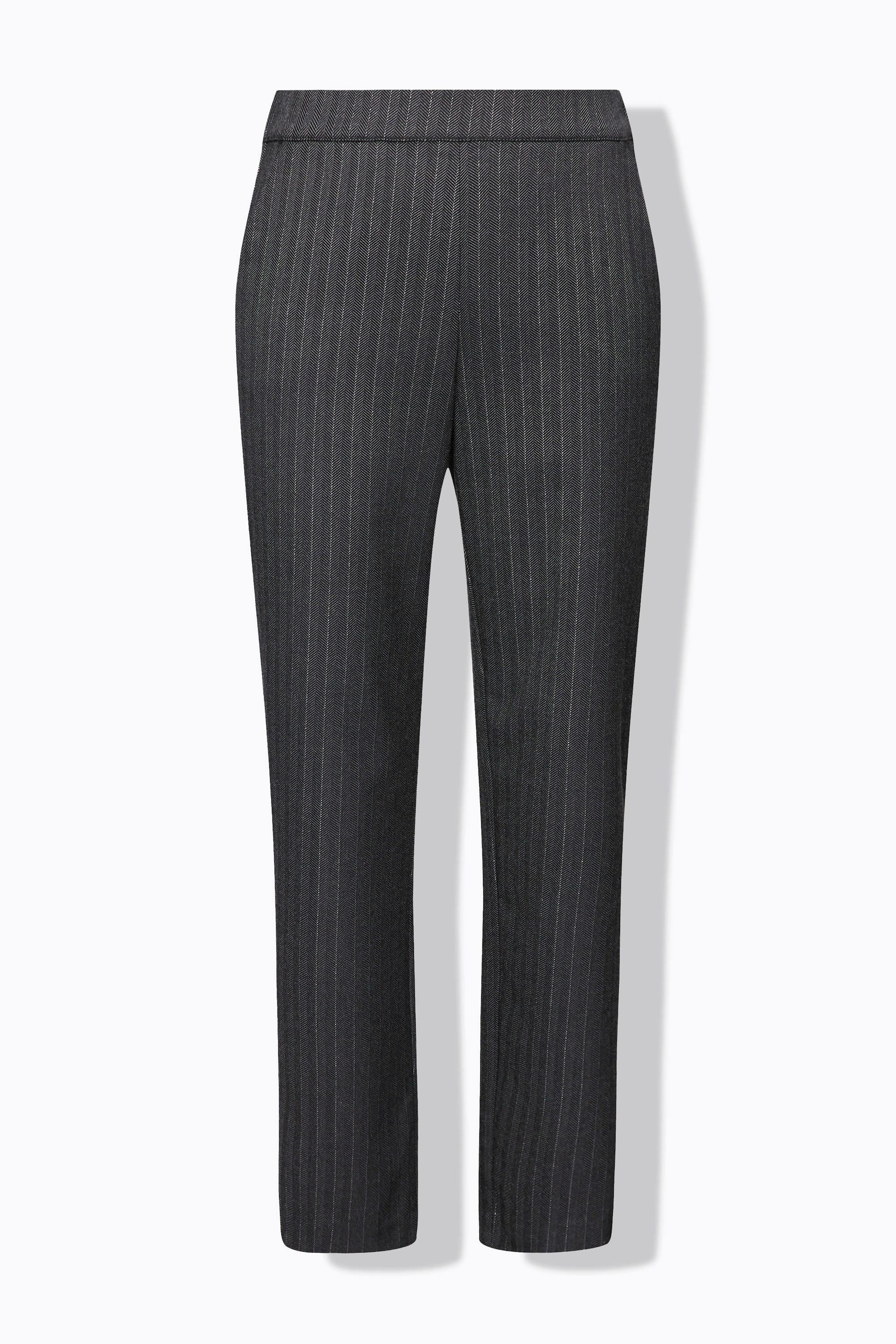 Ulla Popken  Pantalon, jambes larges et ceinture confortable, motif à chevrons 