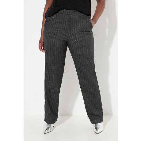 Ulla Popken  Pantalon, jambes larges et ceinture confortable, motif à chevrons 