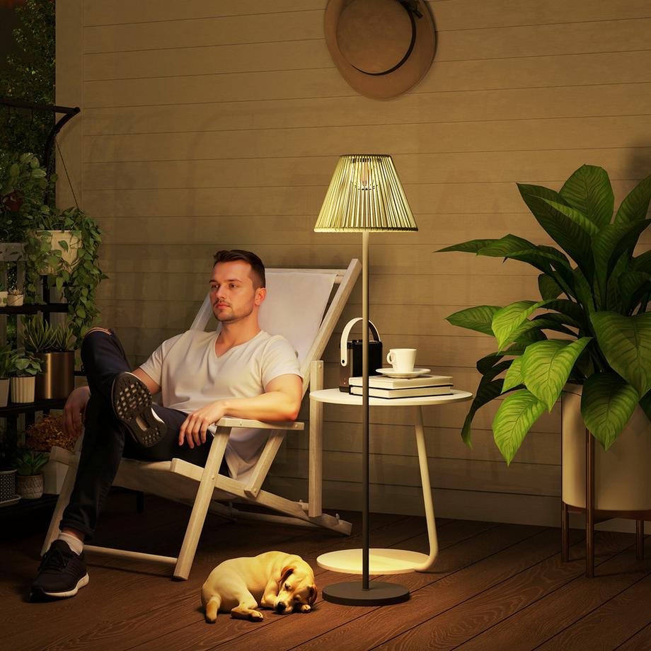 Outsunny Lampe solaire en rotin  