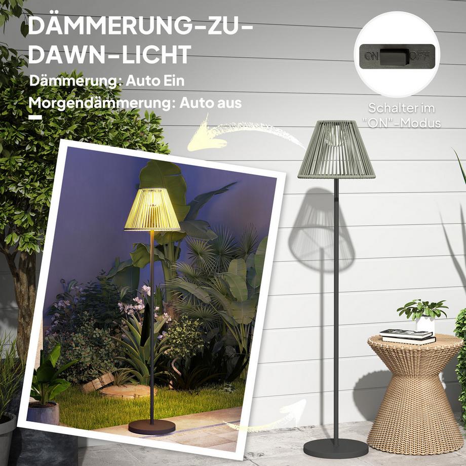 Outsunny Lampe solaire en rotin  