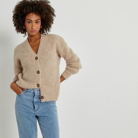 La Redoute Collections  Geknöpfte Strickjacke mit V-Ausschnitt 