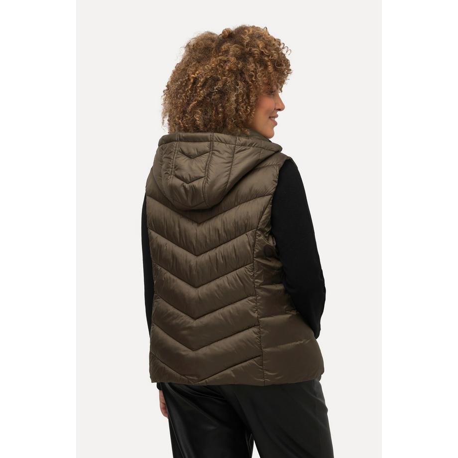 Ulla Popken Gilet Trapuntato Idrorepellente Cappuccio Staccabile Senza Maniche  