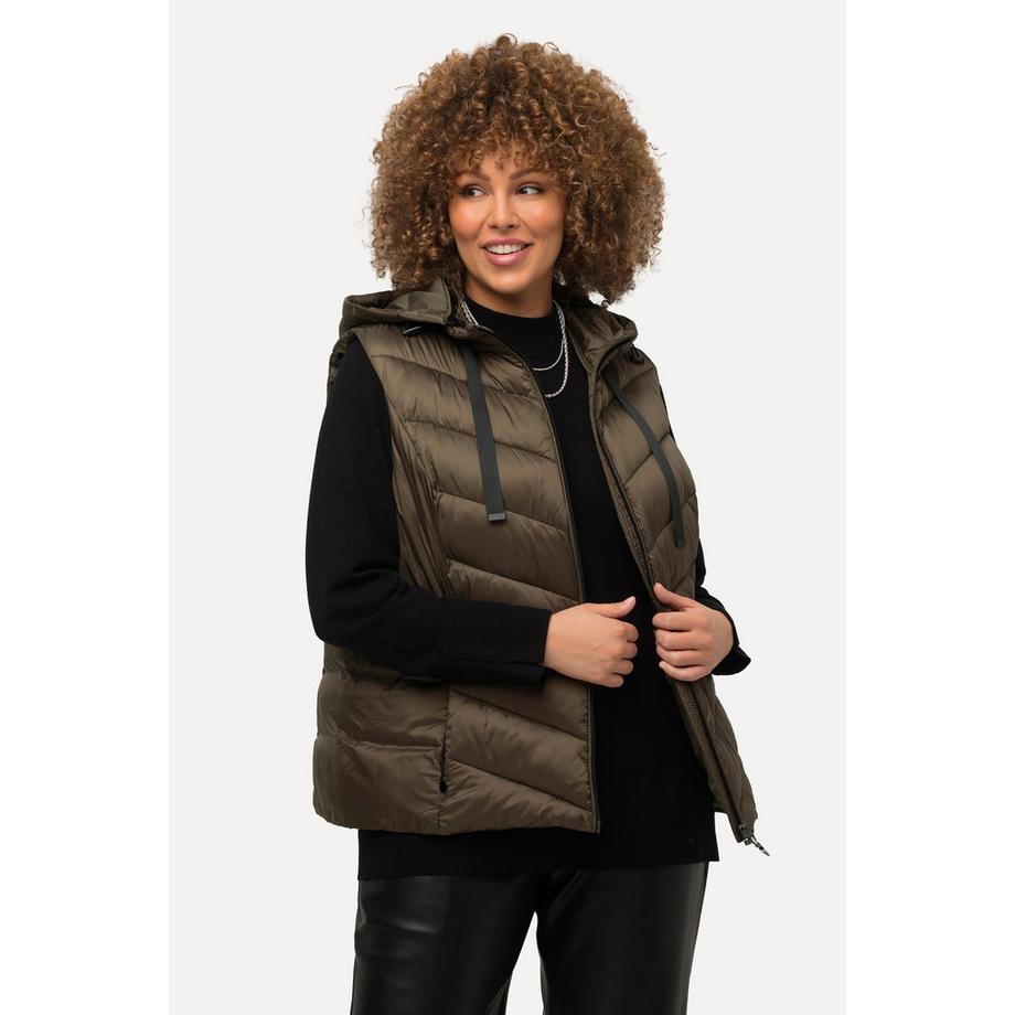 Ulla Popken Gilet Trapuntato Idrorepellente Cappuccio Staccabile Senza Maniche  