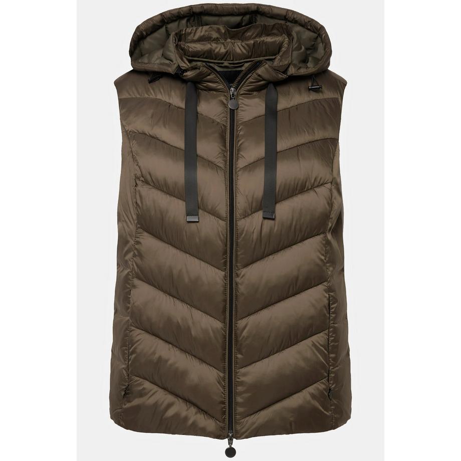 Ulla Popken Gilet Trapuntato Idrorepellente Cappuccio Staccabile Senza Maniche  