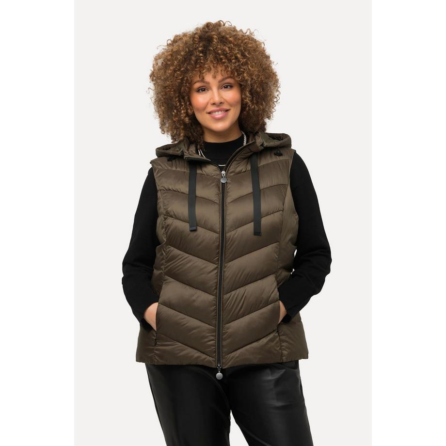 Ulla Popken Gilet Trapuntato Idrorepellente Cappuccio Staccabile Senza Maniche  