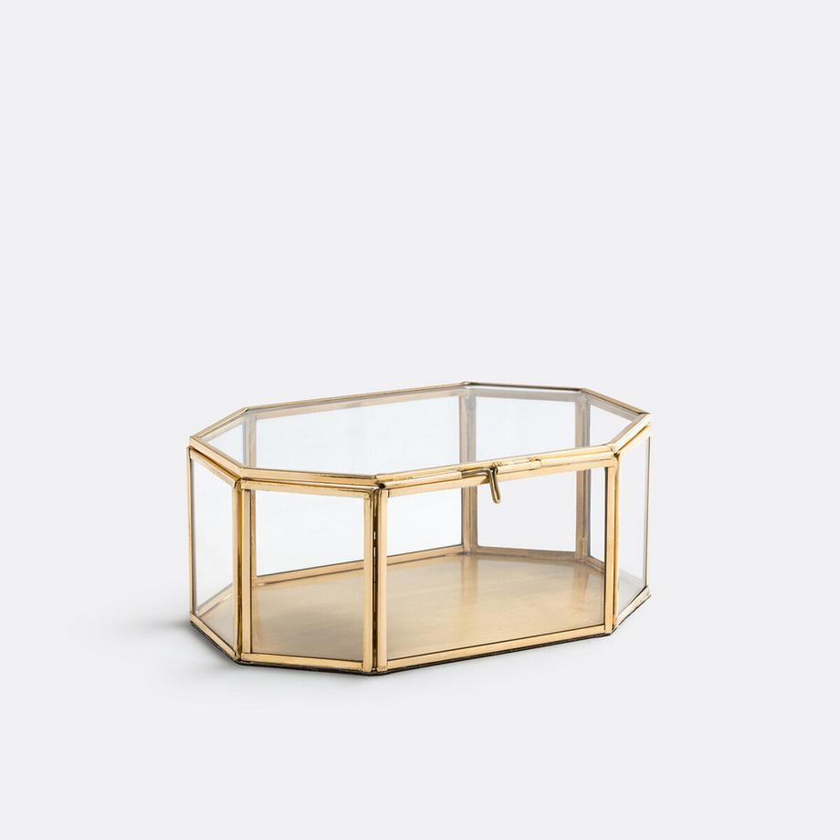 Aufbewarhungsbox Uyova aus Glas und Messing