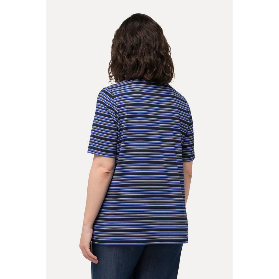 Ulla Popken T-shirt Classica Righe Scollo V Mezze Maniche  