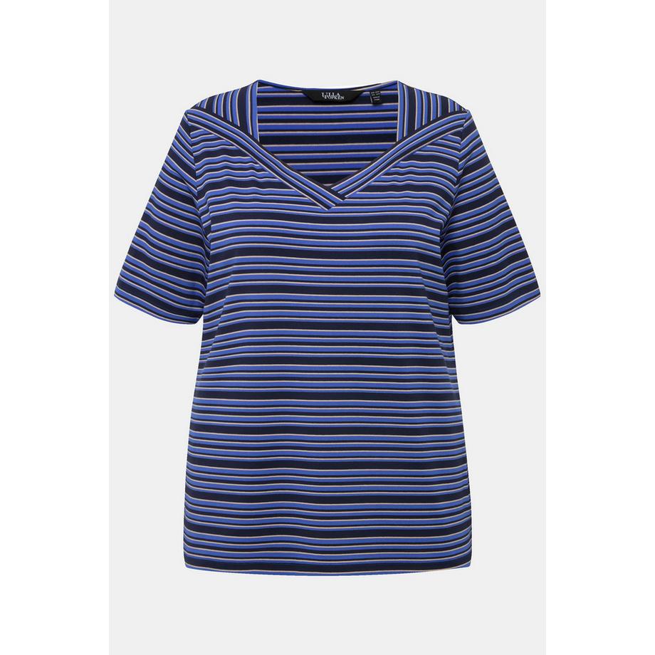 Ulla Popken T-shirt Classica Righe Scollo V Mezze Maniche  