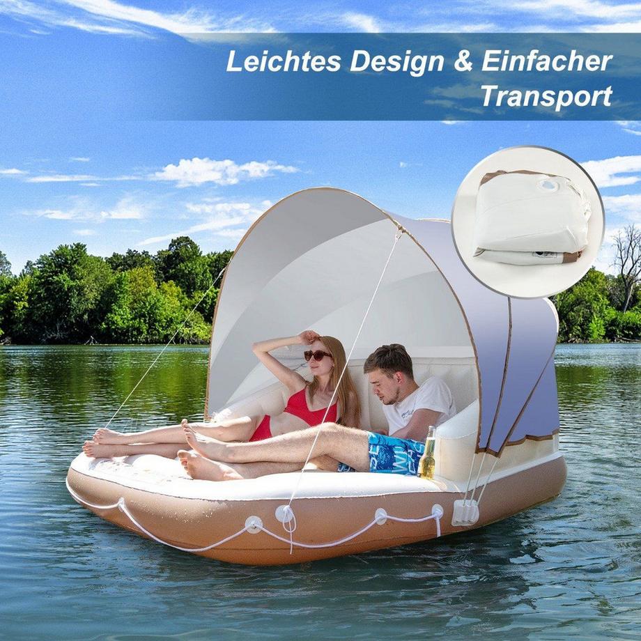 Northio Piattaforma per piscina gonfiabile con tettuccio retrattile e rimovibile 180 x 180 x 160 cm  