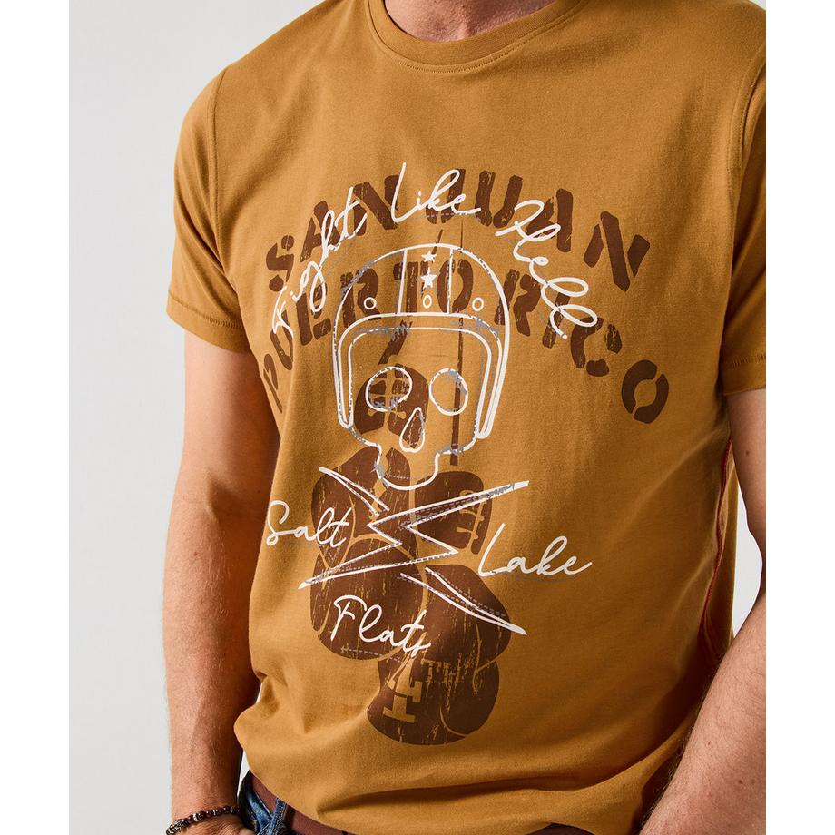 Joe Browns T-shirt Biker Cuciture Piatte Motivo Teschio  