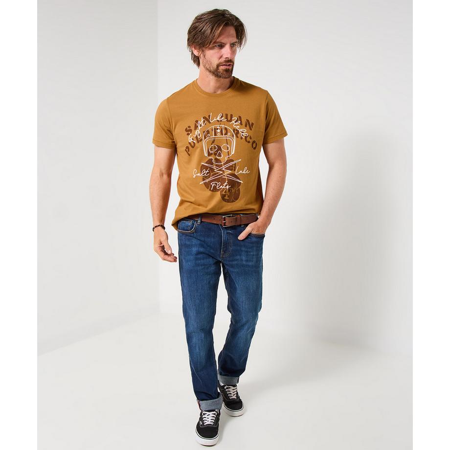 Joe Browns T-shirt Biker Cuciture Piatte Motivo Teschio  