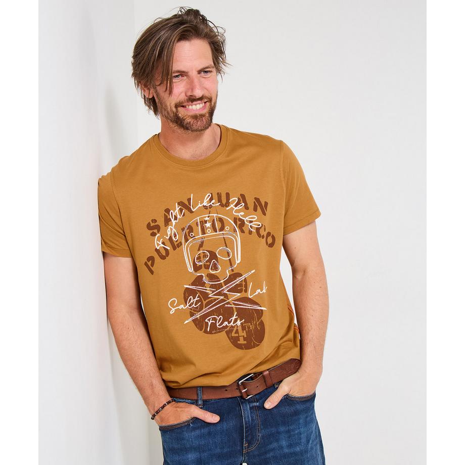 Joe Browns T-shirt Biker Cuciture Piatte Motivo Teschio  