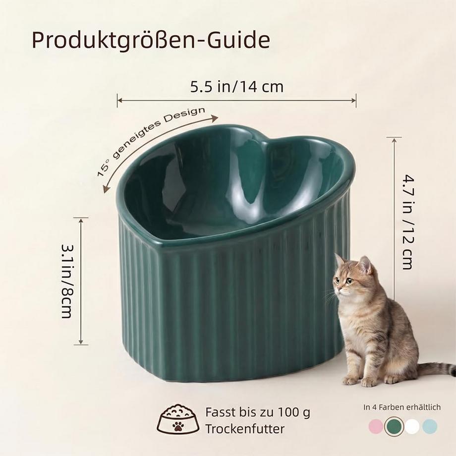 Alopini  Augmente Le Bol de Nourriture en Céramique pour Chat Bol Anti-vomissement Élevé 