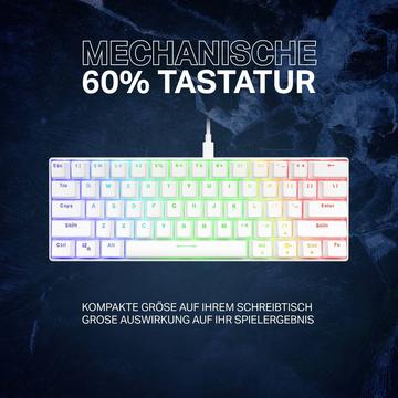 Kabelgebunden Gaming-Tastatur Deutsch, QWERTZ Weiß Beleuchtet
