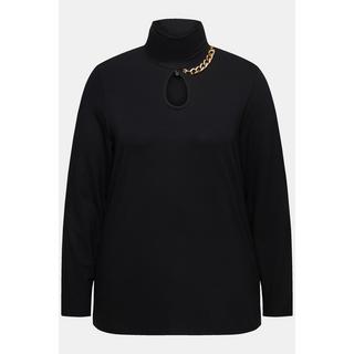 Ulla Popken  Shirt, Cut-Out, Kette, Stehkragen, Langarm 