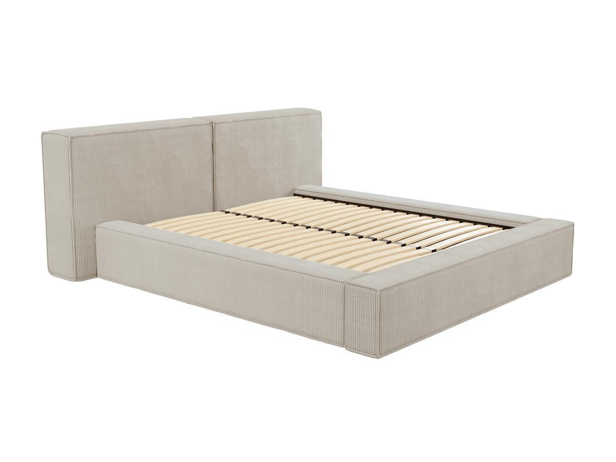 PASCAL MORABITO Bett mit Bettkasten - 140 x 190 cm - Cord - Beige + Matratze - TIMANO von Pascal Morabito  