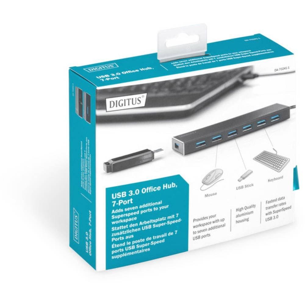 Digitus  USB 3 Hub, 7-port Inkl. 5V/3.5A Netzteil im Aluminium-Gehäuse 