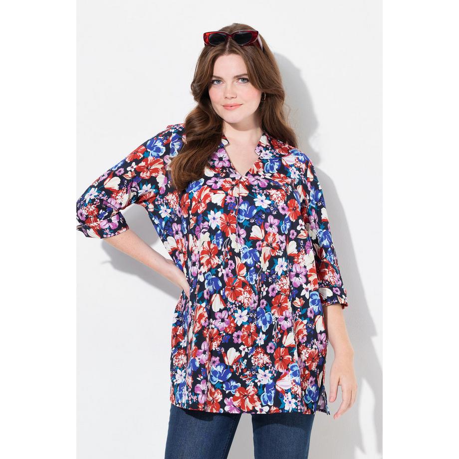 Ulla Popken Muster V-Ausschnitt 3/4 Arm Tunika  