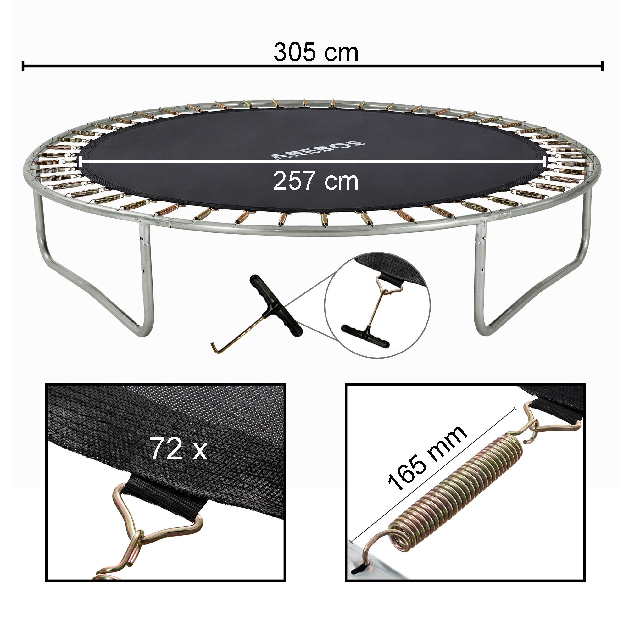 Arebos  Tapis de saut Ø 257 cm pour trampolines de Ø 305 cm, ressorts de 165 mm et 72 œillets 