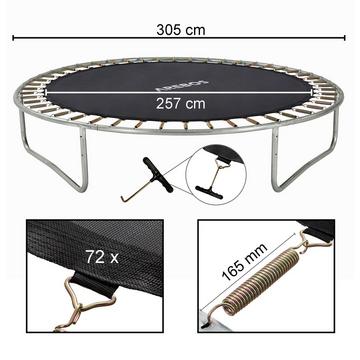 Tappeto da salto Ø 257 cm per trampolini con Ø 305 cm, molle da 165 mm e 72 occhielli