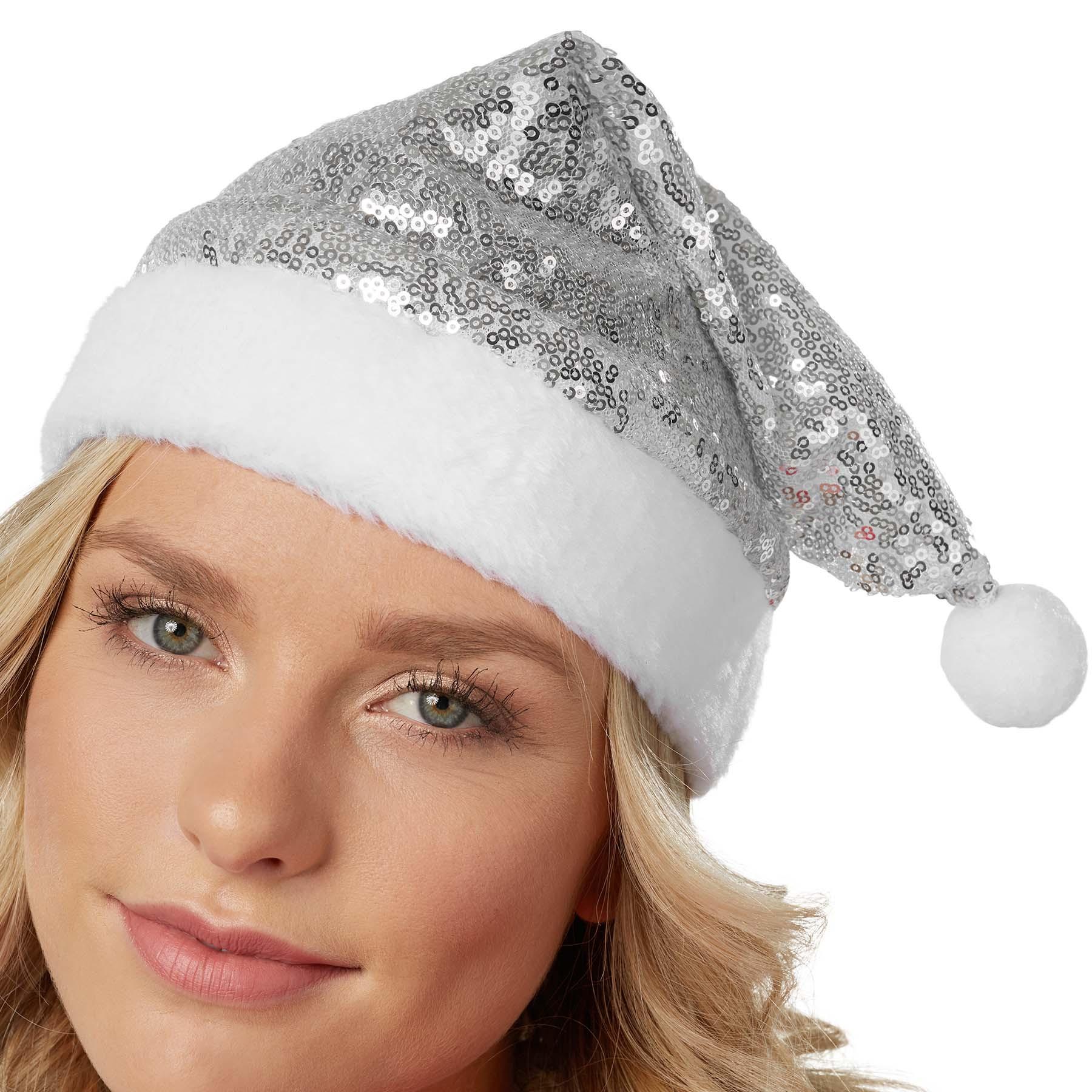Tectake  Weihnachtsmütze mit silbernen Pailletten 