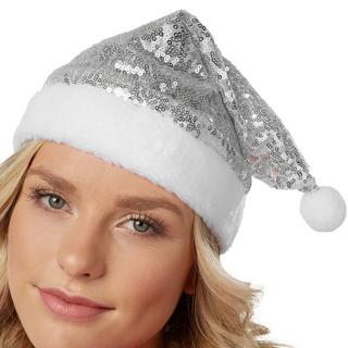 Tectake  Weihnachtsmütze mit silbernen Pailletten 