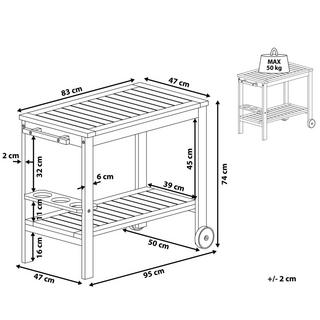 Beliani Servierwagen aus Akazienholz Rustikal SASSARI  