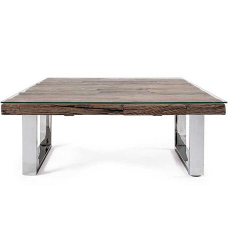 mutoni Table basse avec verre Stanton 100x100  