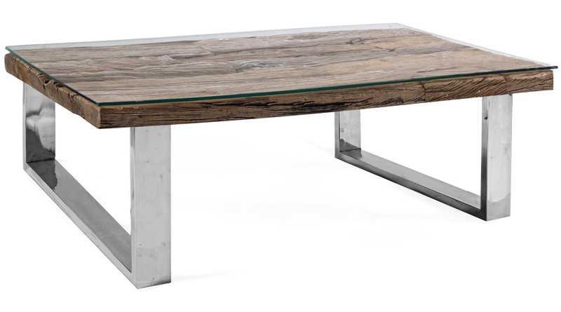 mutoni Table basse avec verre Stanton 100x100  