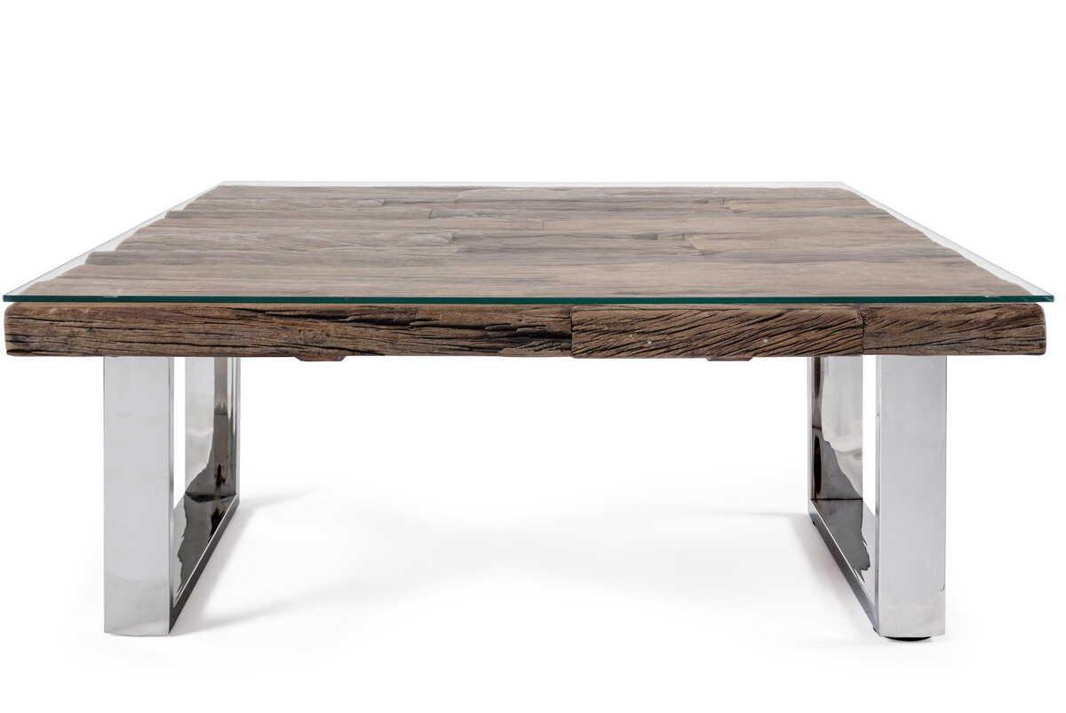 mutoni Table basse avec verre Stanton 100x100  