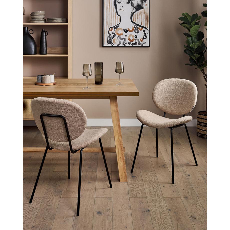 Beliani Esszimmerstuhl 2er Set aus Bouclé Klassisch LUANA  