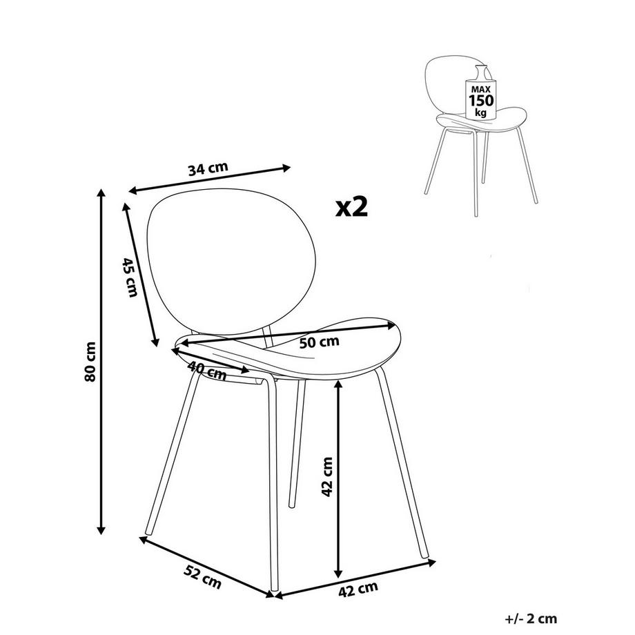 Beliani Esszimmerstuhl 2er Set aus Bouclé Klassisch LUANA  