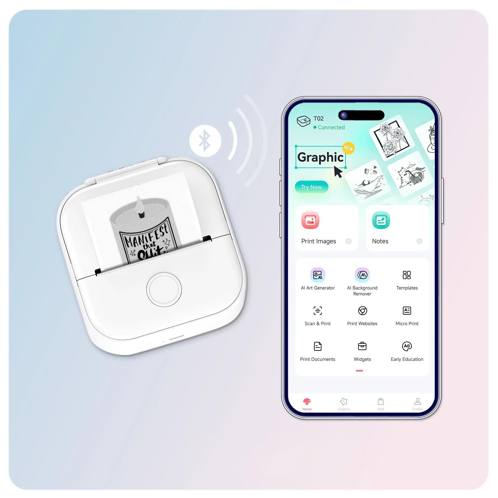 Phomemo  T02 Mini imprimante sans encre 