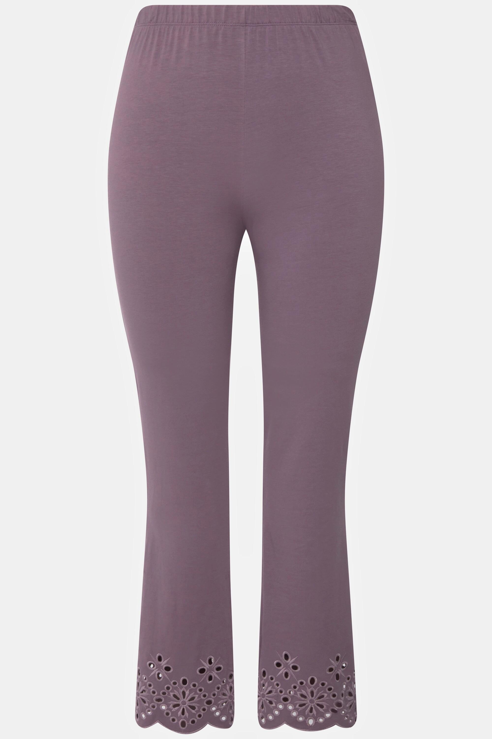 Ulla Popken  Leggings di jersey in cotone biologico con pizzo ricamato 