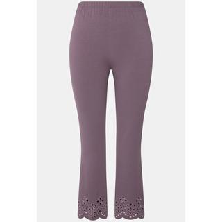 Ulla Popken  Leggings di jersey in cotone biologico con pizzo ricamato 